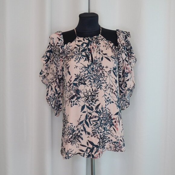 Parker 100% Silk Floral Blouse Sz M - Picture 2 of 7